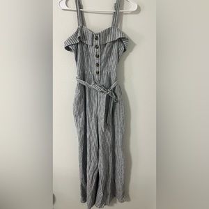 American Eagle Blue And White Striped Jumpsuit